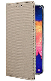 Кожен калъф тефтер и стойка Magnetic FLEXI Book Style за Samsung Galaxy A10 A105F златист 